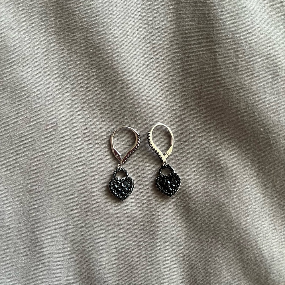 Black Heart lock shaped Earrings